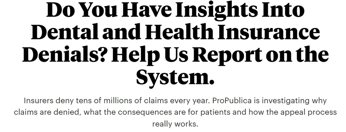 The image displays a white background with bold black text inviting people to share insights about dental and health…