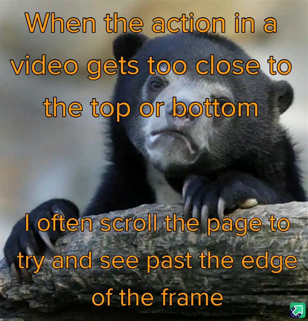 A close-up photo of a black bear with a pensive, slightly annoyed expression, resting its paws on a log. Orange text is…