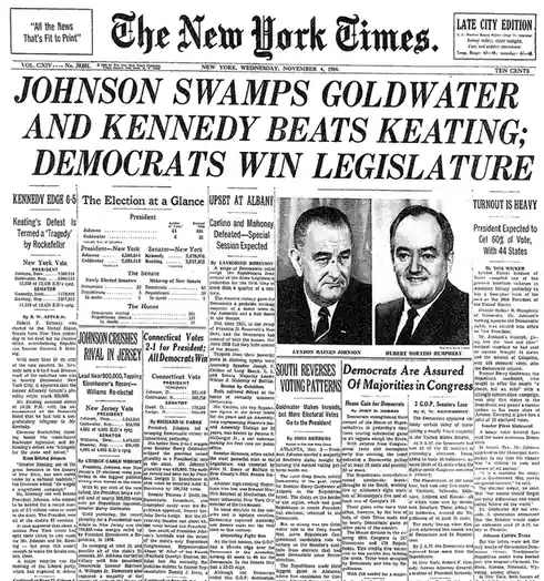 On this day in 1964, Lyndon B. Johnson secured his full term as President, defeating Barry Goldwater!