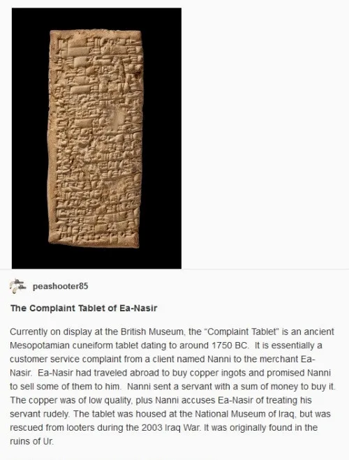 An ancient Mesopotamian cuneiform tablet, displayed at the British Museum, is shown with overlaid text identifying it as…