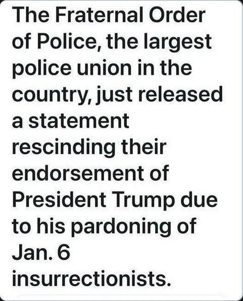 A plain white background with black text that reads: 'The Fraternal Order of Police, the largest police union in the…
