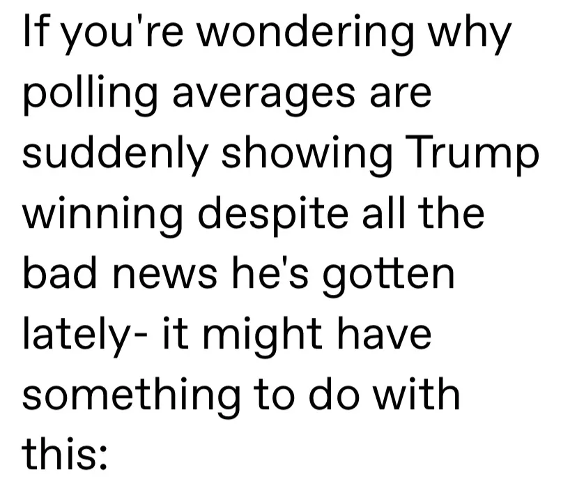 The image is a plain white background with black text that reads: 'If you're wondering why polling averages are suddenly…