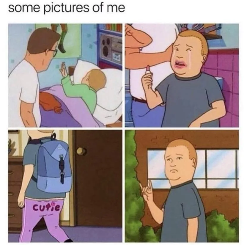 A four-panel cartoon meme featuring a man in various scenarios: comforting a crying baby, being injected by a nurse while…