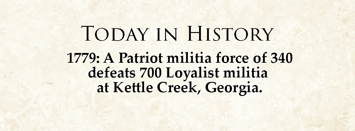 The image displays a beige, parchment-textured background with black serif text. The top line reads 'TODAY IN HISTORY'…