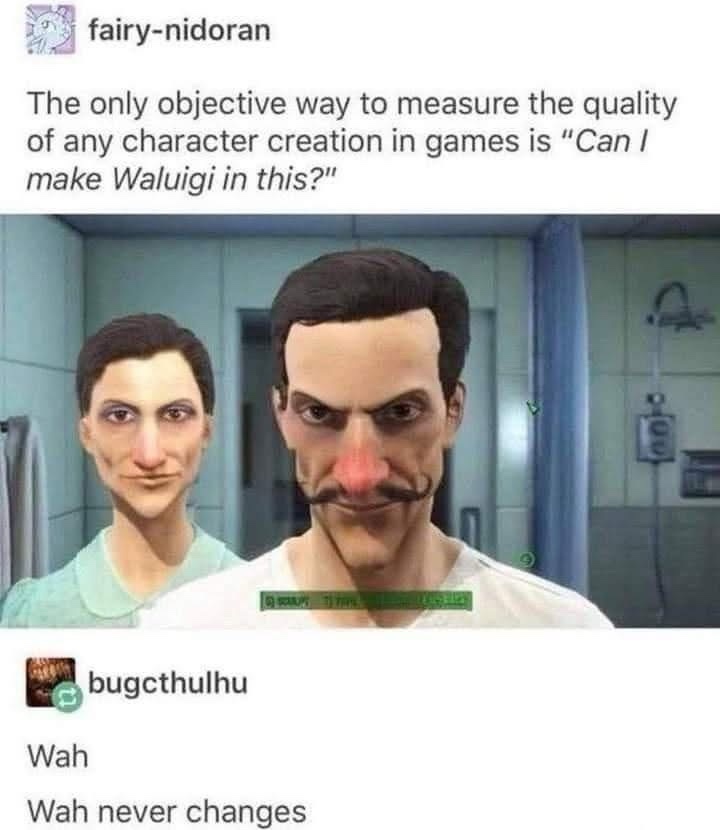The image shows two male characters in a hospital setting, one with a normal face and another with a comically exaggerated…
