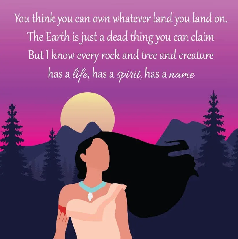 An illustrated image shows a woman with long black hair, wearing a necklace and a red armband, standing in profile against a…
