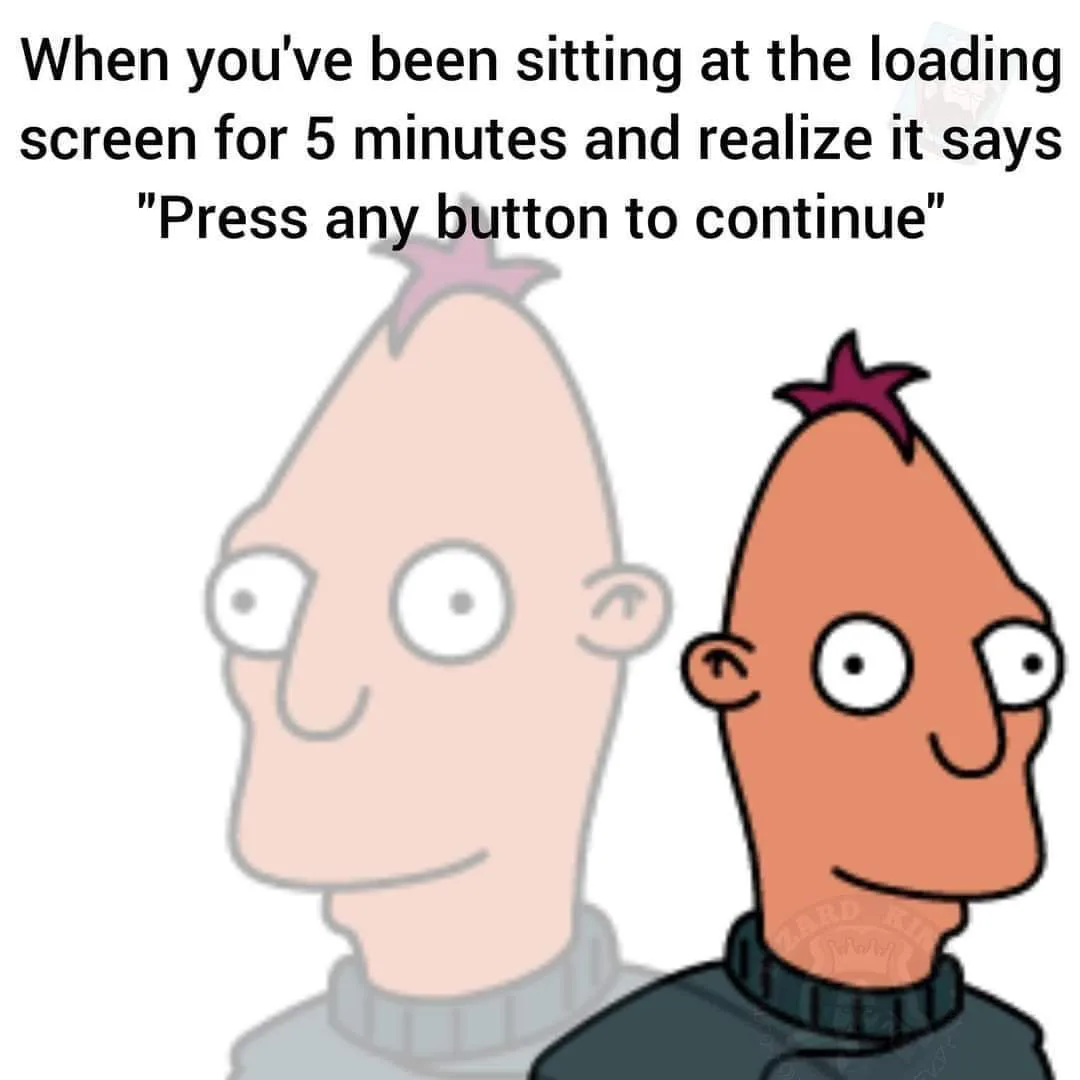 The image shows the animated character Fry from Futurama, with a faded, ghostly version of himself behind him. The text…