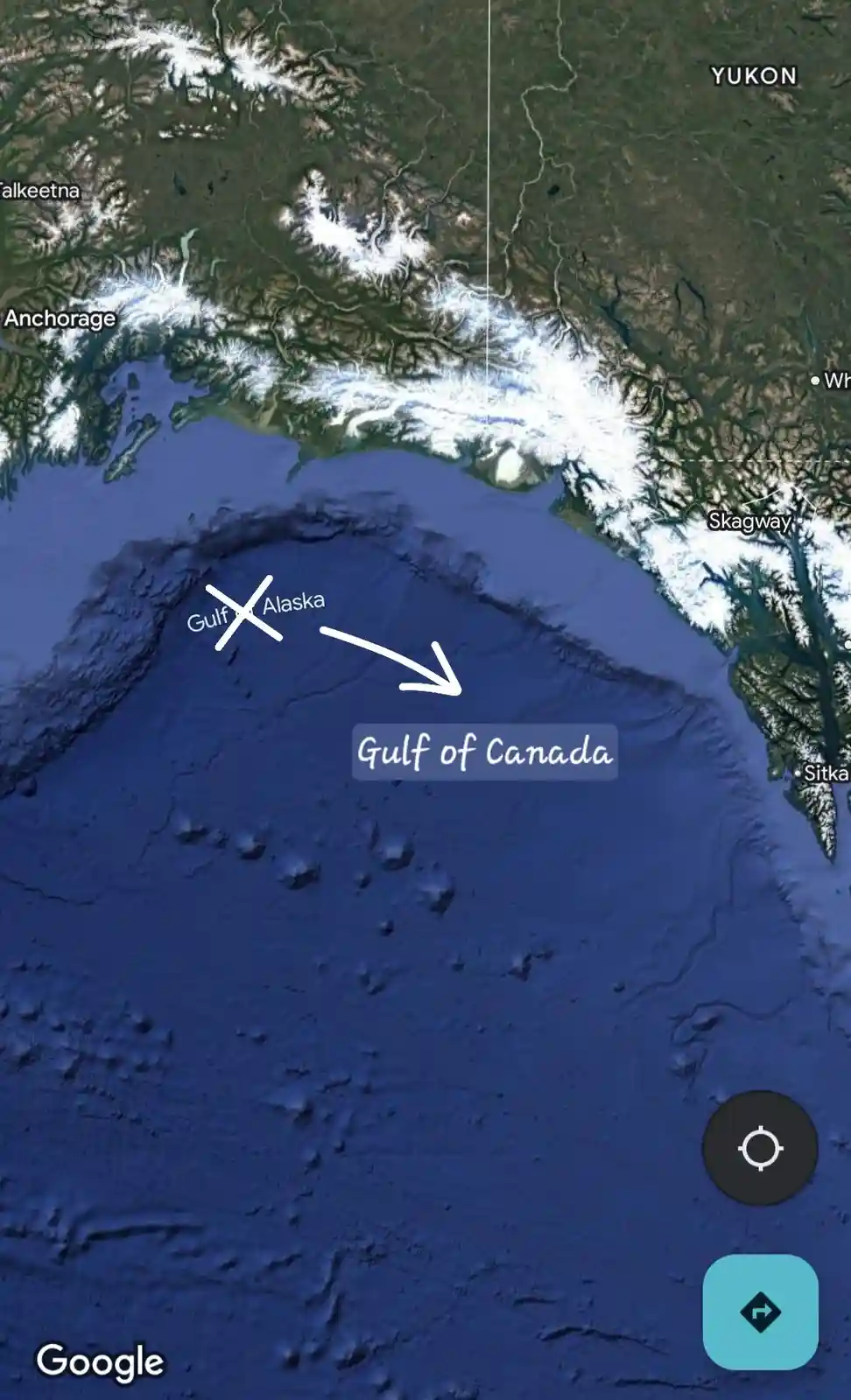 A satellite map image shows the northern Pacific coastline with Alaska and Canada visible. Overlaid text labels the body of…