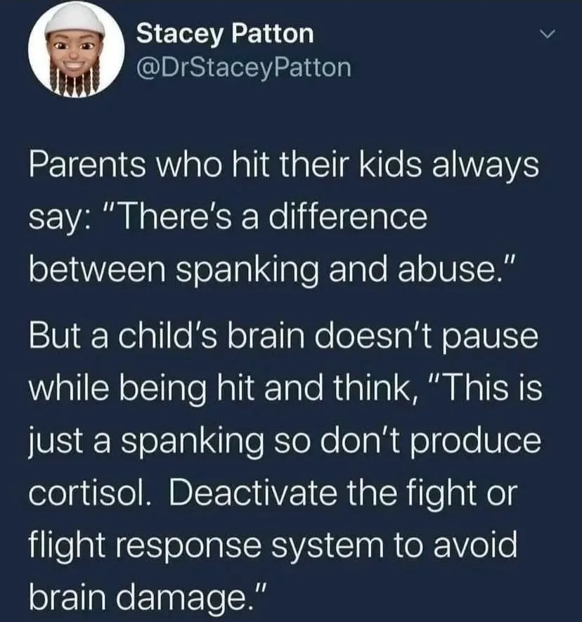 A screenshot of a tweet by Stacey Patton (@DrStaceyPatton) with white text on a dark blue background. The tweet critiques…