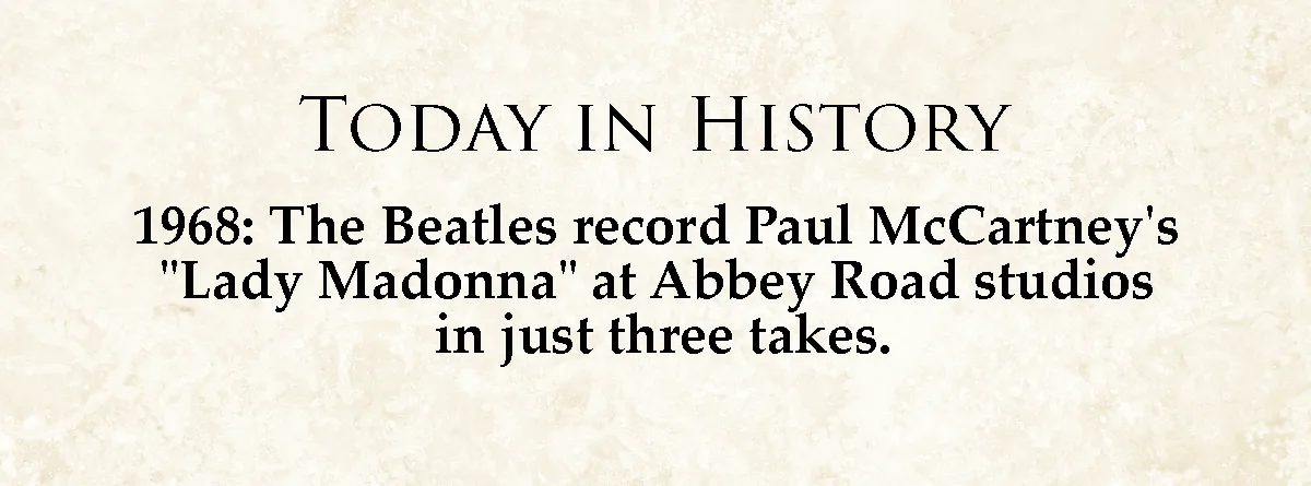 The image displays a beige, textured background resembling aged parchment with black serif text. The top line reads 'TODAY…