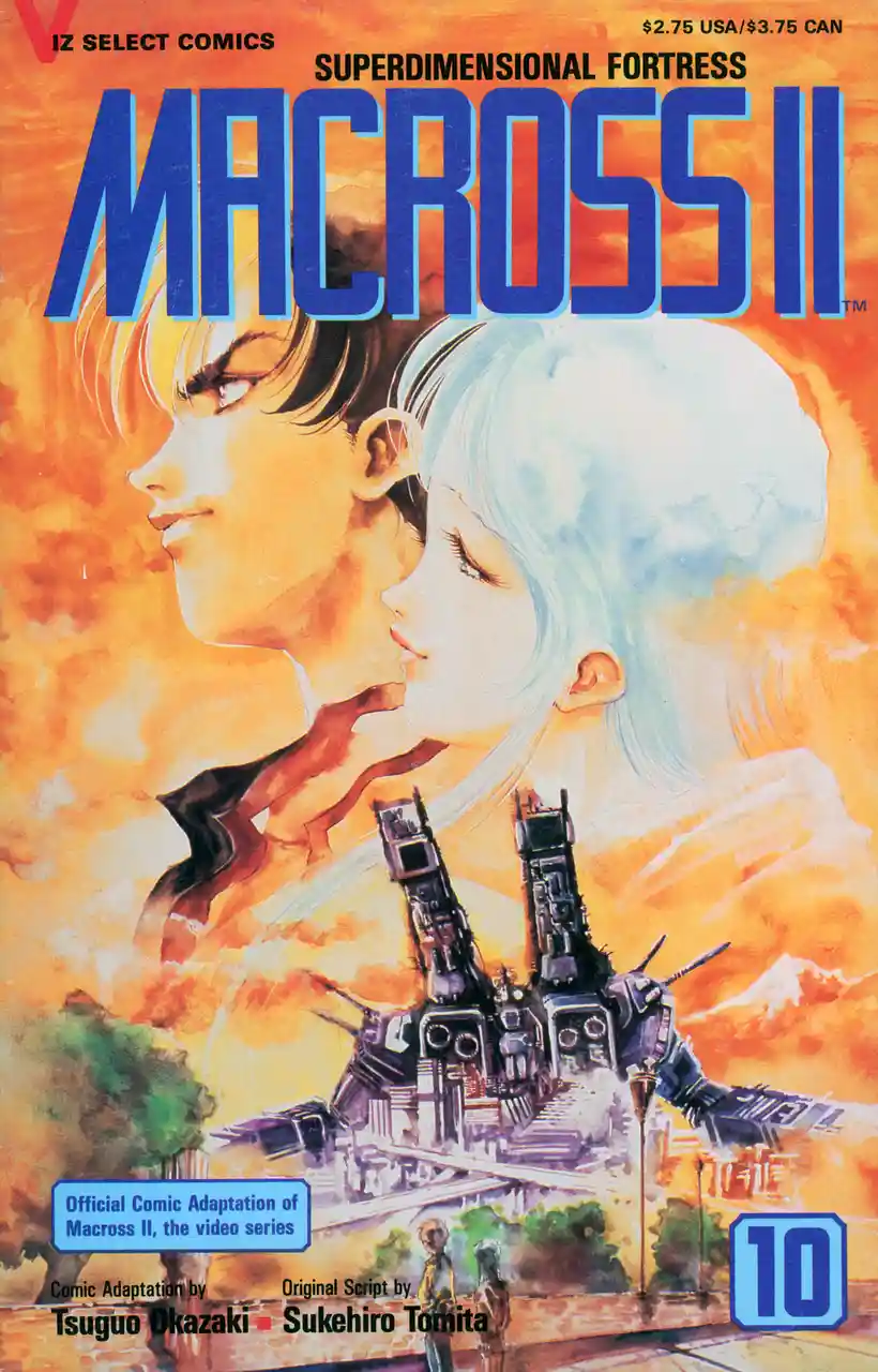 The image is the cover of a VIZ Select Comics issue of 'Macross II: Superdimensional Fortress', issue #10. It features a…