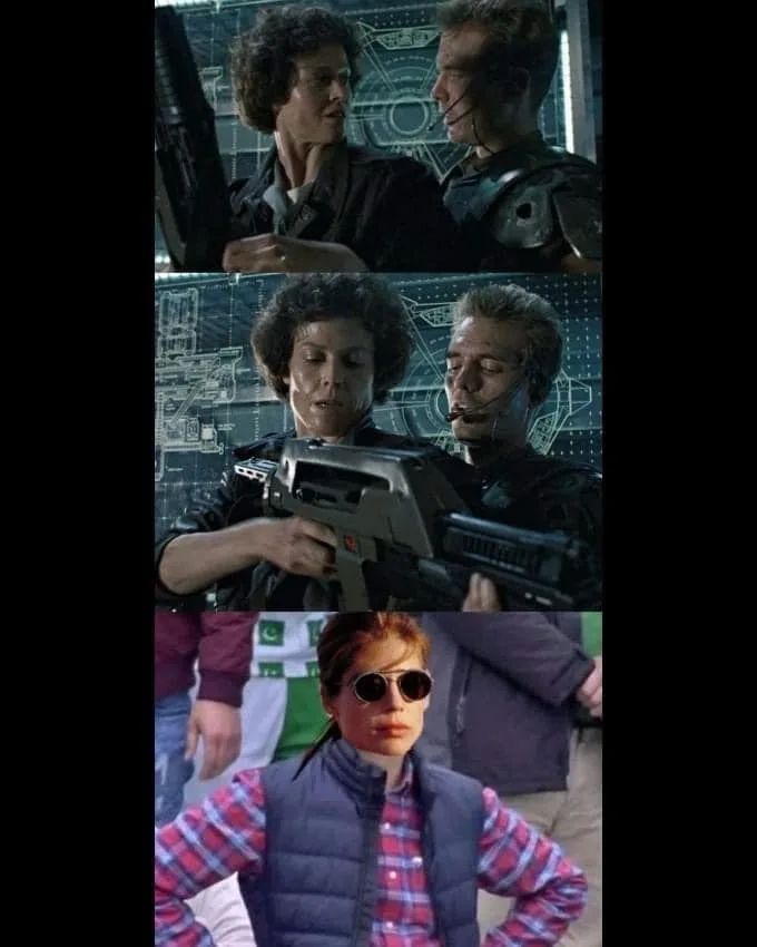 A three-panel meme. Top panel: Sarah Connor (Linda Hamilton) and Terminator (Arnold Schwarzenegger) in a tense moment from…