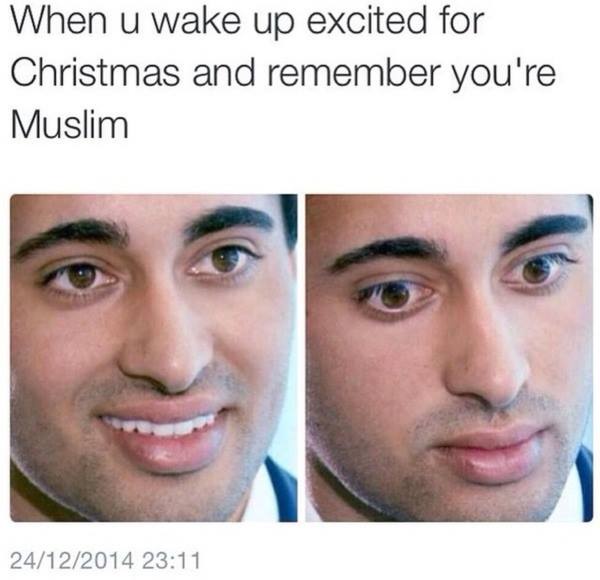 The image shows a split-screen of a man's face. On the left, he has a wide, happy smile. On the right, his expression is…