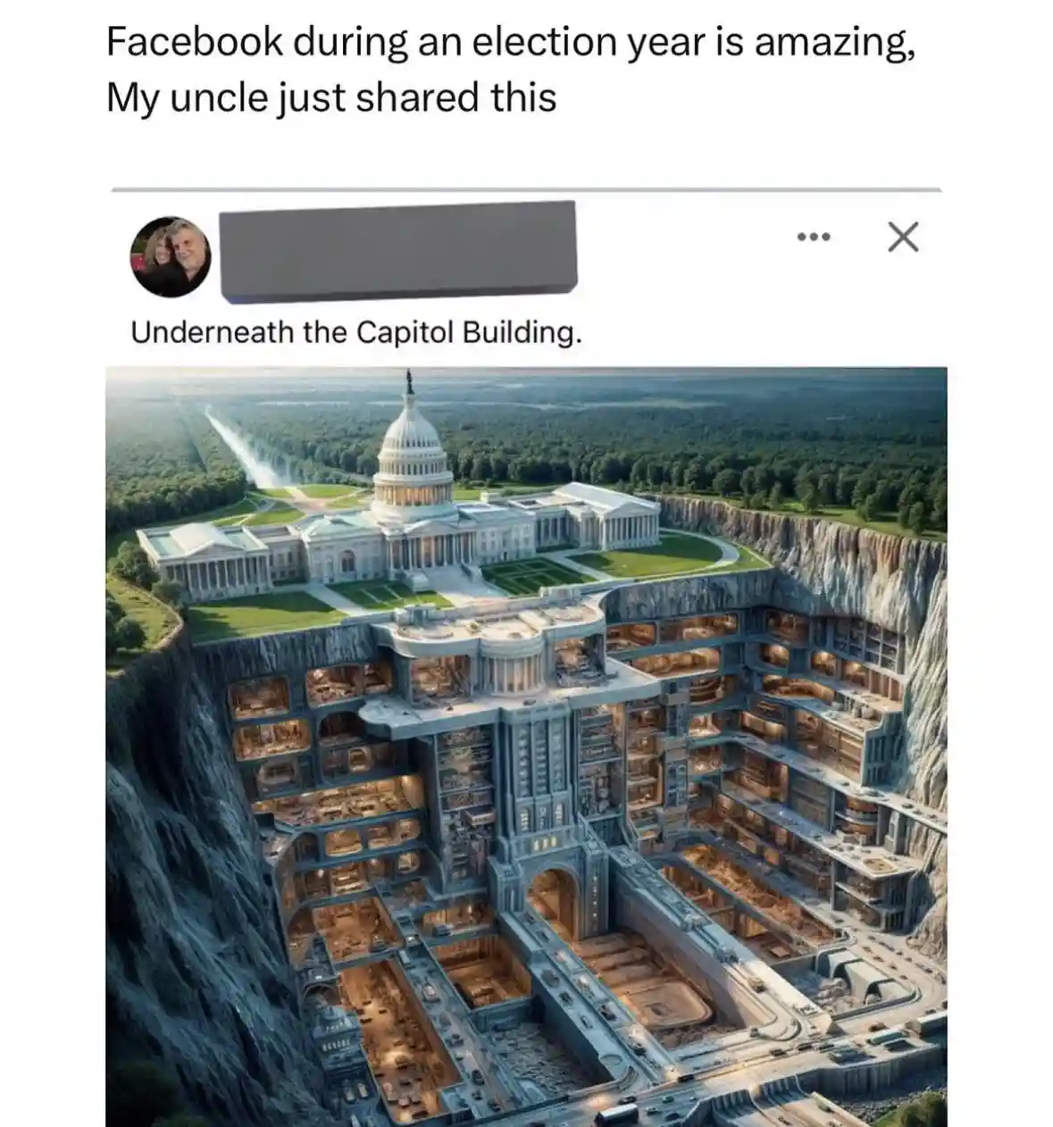 The image shows a screenshot of a Facebook post with a profile picture of two people and a blurred post image. The post…