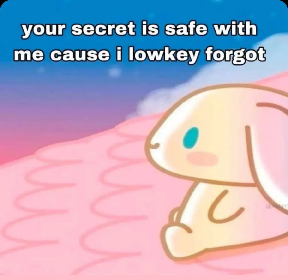 A cartoon bunny with a calm expression sits on a pink, wavy surface against a gradient blue and purple sky. The overlaid…