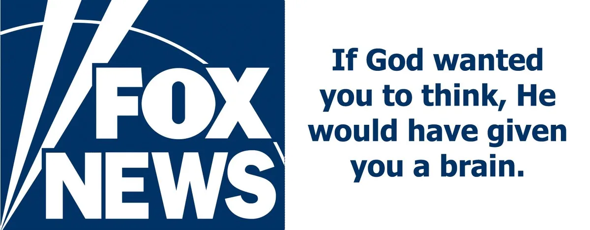 The image displays the blue and white Fox News logo on the left side, next to dark blue text on a white background that…