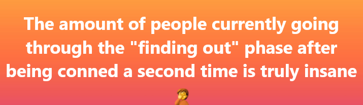 A gradient orange-to-red background features large white text stating 'The amount of people currently going through the…
