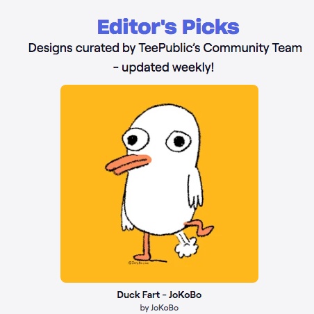 A cartoon duck with a surprised expression stands on one leg, its other foot kicking up a small white cloud, implying it…