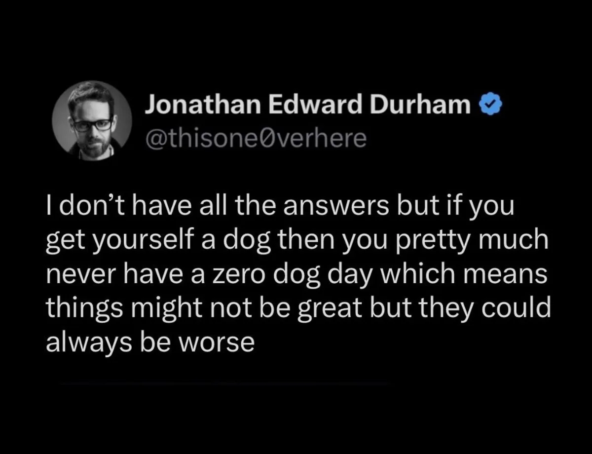 A screenshot of a tweet by Jonathan Edward Durham (@thisone0verhere) with a black background and white text. The tweet…