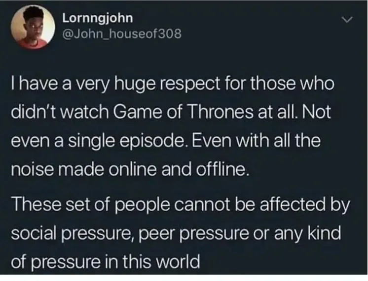 A screenshot of a tweet from user Lornngjohn (@John_houseof308) with white text on a dark background. The tweet expresses…