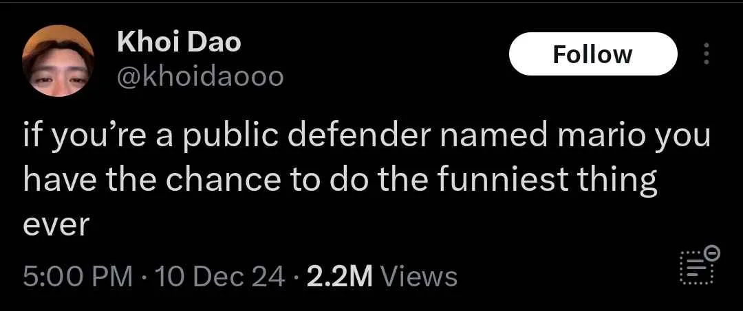 A screenshot of a tweet by user Khoi Dao (@khoidao00) with a black background and white text. The tweet reads: 'if you're a…
