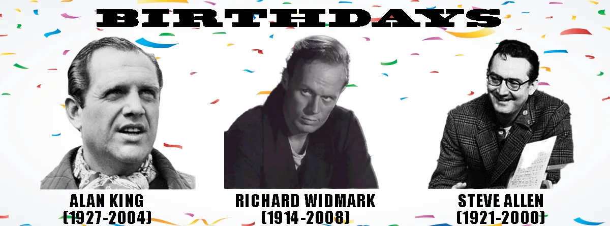 The image displays three black-and-white portraits of men against a white background with colorful confetti. The word…