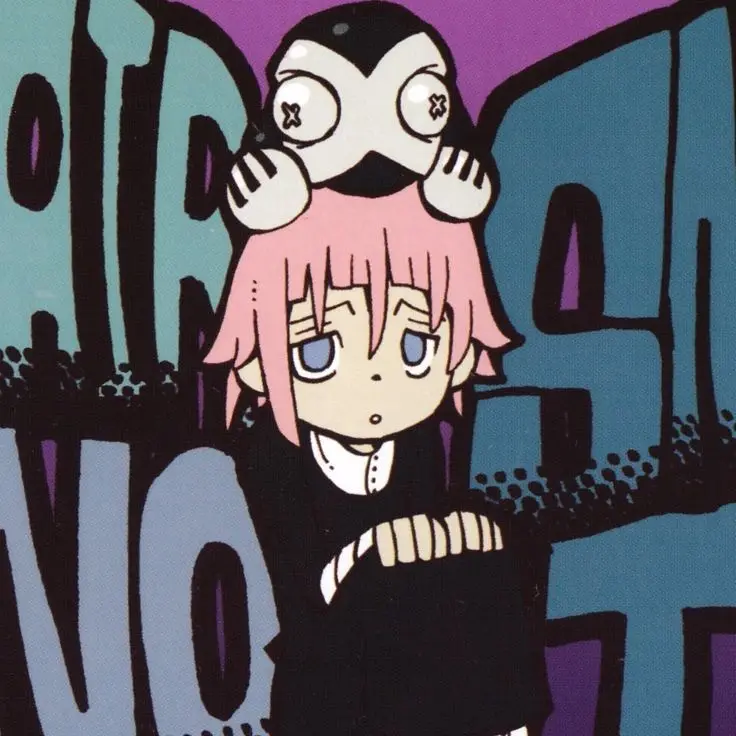 A pink-haired anime girl with a shocked expression has a small white skull with X's for eyes perched on her head. Behind her…