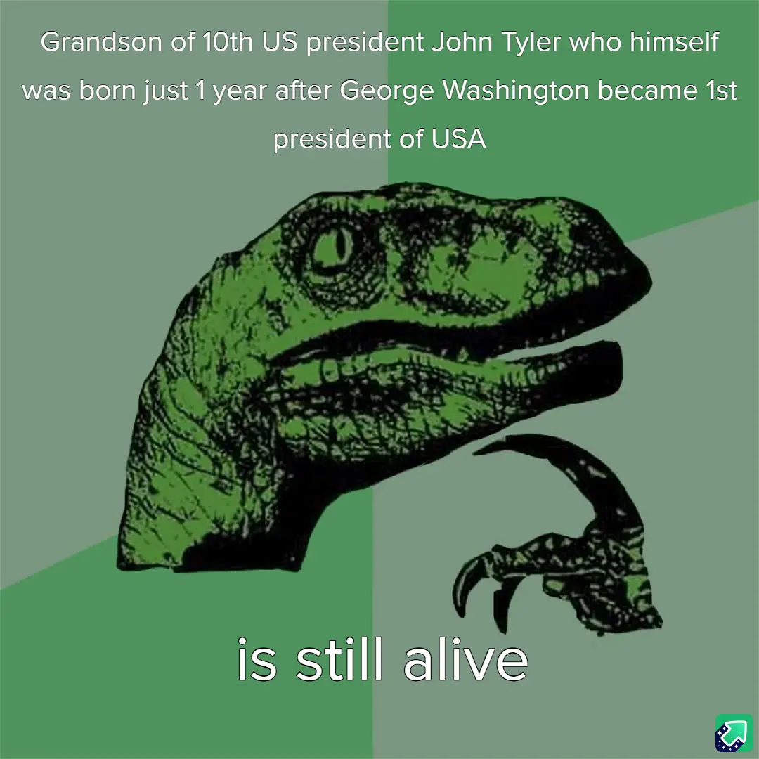 The image features the iconic green 'Philosoraptor' dinosaur meme template with text overlaid. The top text reads 'Grandson…