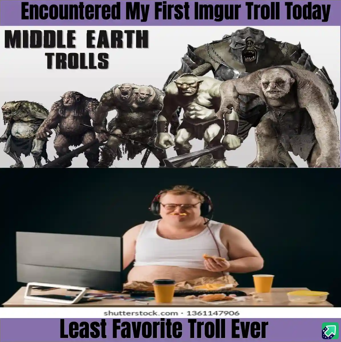 The image is split into two parts. The top shows a lineup of menacing, armored, and monstrous trolls from Middle Earth…