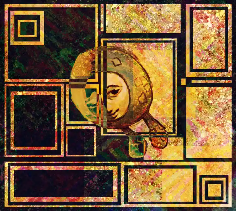 A stylized, painterly QR code with a smiling face in the center, overlaid with the text 'i'm not a qr code, i'm a qr code…
