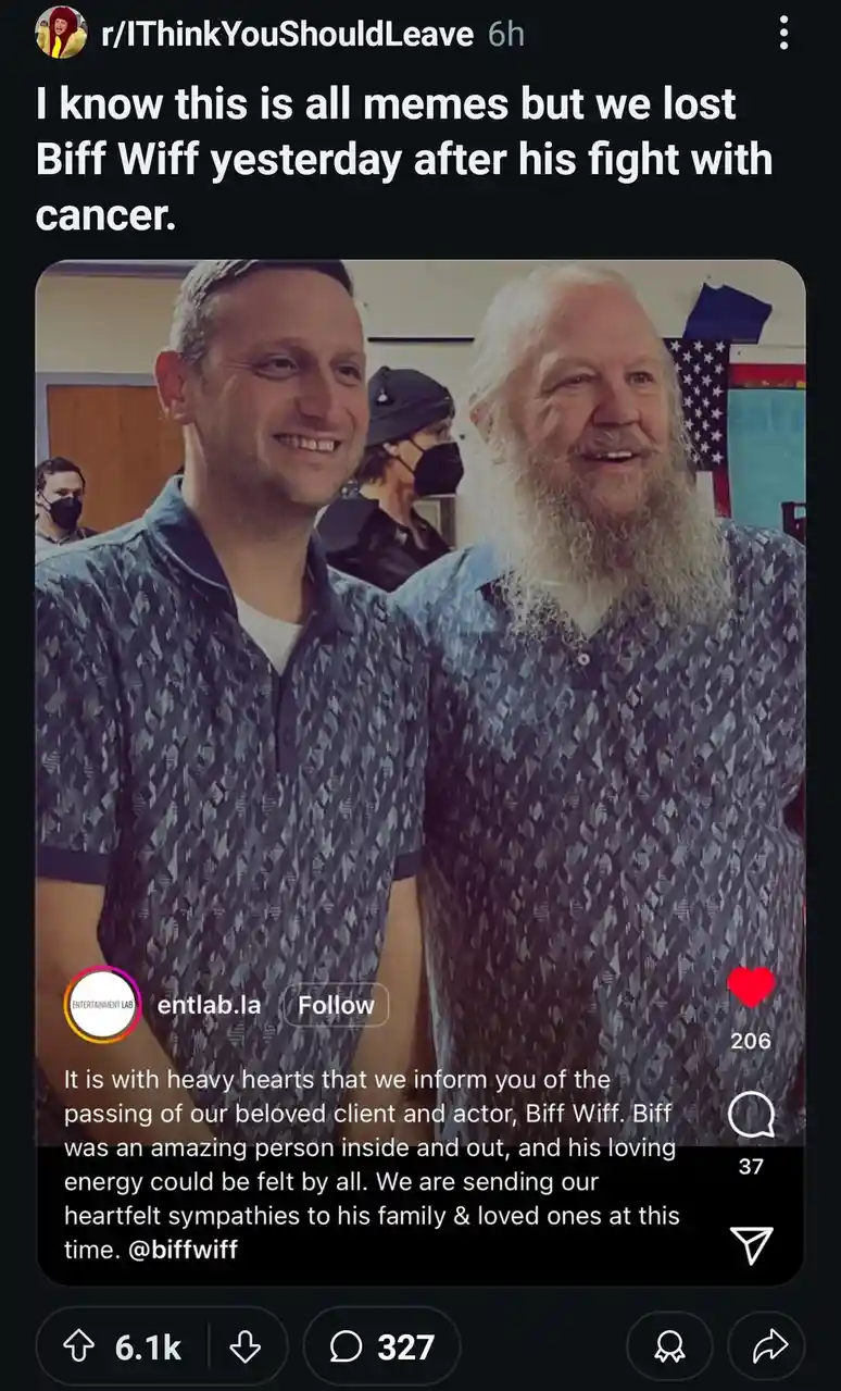 Farewell, Biff: My Cosmic Brother in a Shirt of Gumbo Goodness!