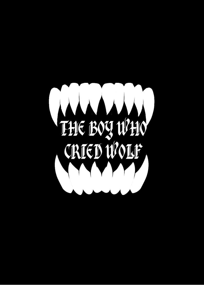 A black background features a white graphic of a wide, toothy grin with sharp fangs, resembling a vampire or monster mouth…
