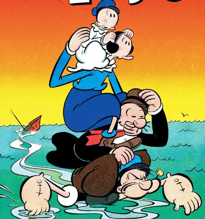 A cartoon illustration shows a stack of characters sinking in the ocean, with a small boat capsizing in the background. At…