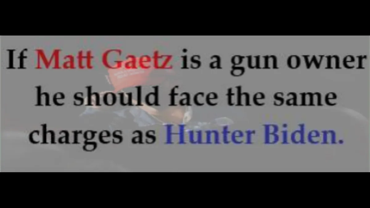 The image displays a grayscale photo of a man wearing a red cap, overlaid with bold text. The text reads: 'If Matt Gaetz is…
