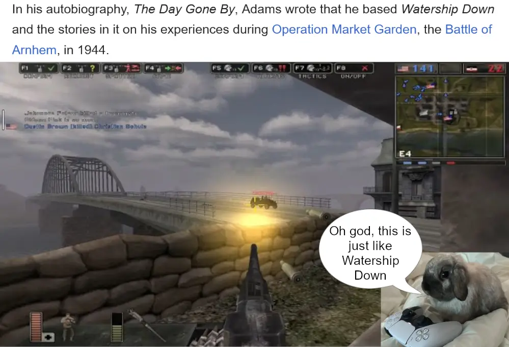 A screenshot from a first-person shooter video game shows a player aiming a weapon at a vehicle on a bridge. In the bottom…