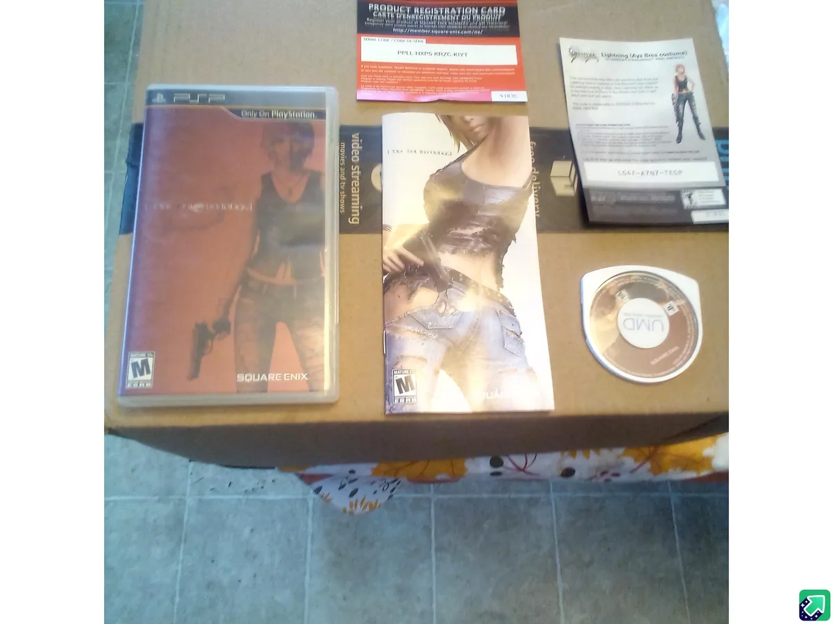 A photo of the physical PlayStation Portable game 'The 3rd Birthday' showing the game case, instruction manual, UMD disc…