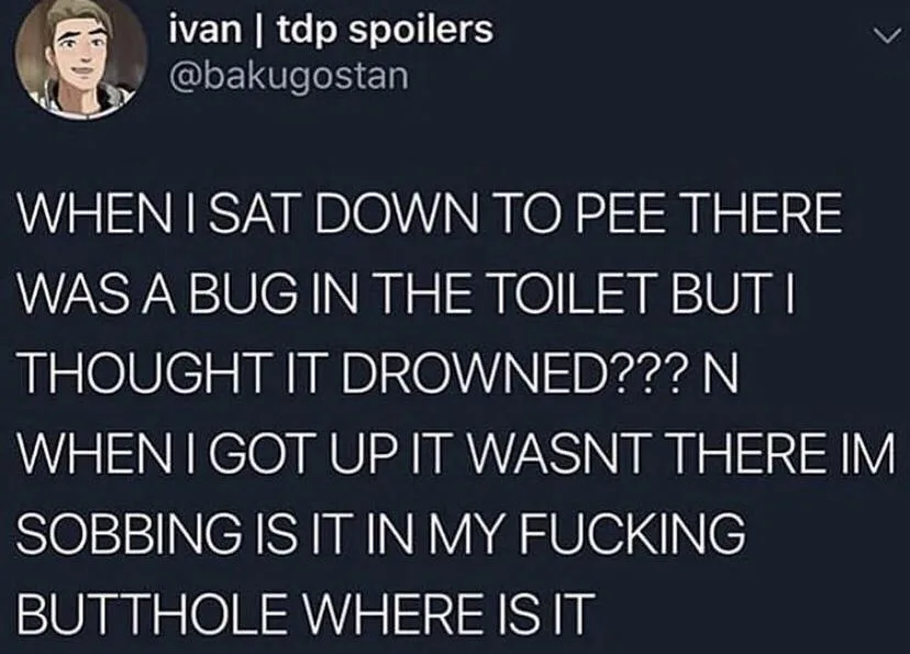 A screenshot of a tweet from user 'ivan | tdp spoilers' with a cartoon avatar, displaying large white text that recounts a…