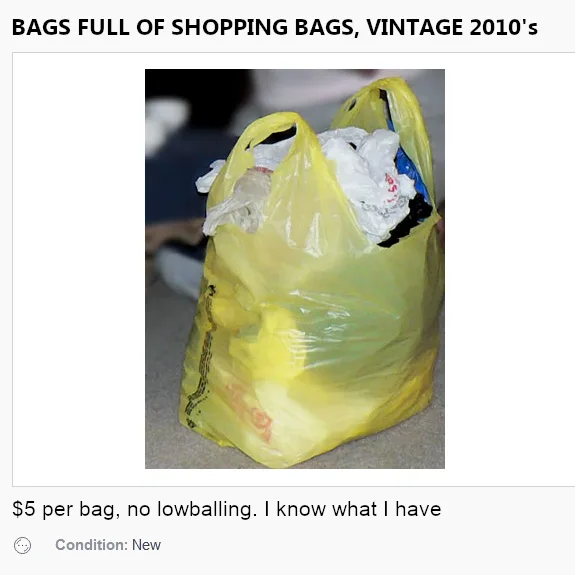 A yellow plastic shopping bag is visibly stuffed full of other crumpled plastic bags, creating a nested, overflowing effect…