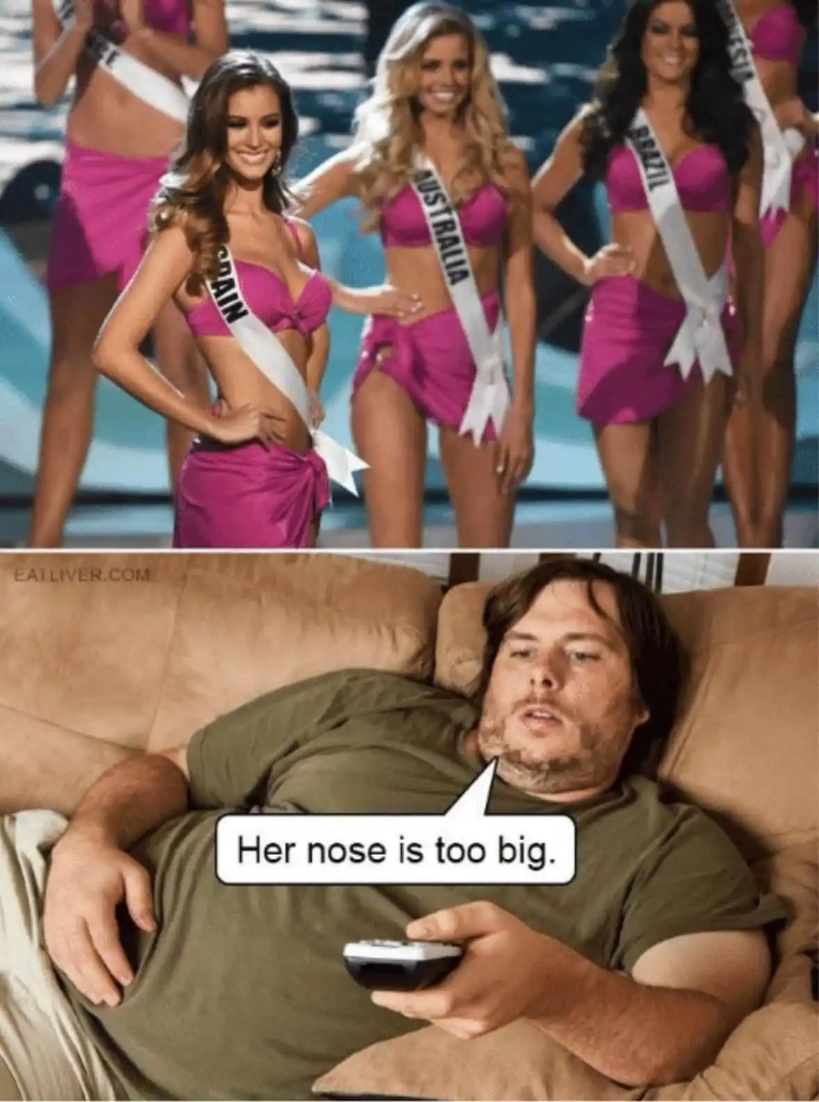 The top panel shows several Miss Universe contestants in pink outfits and sashes, including 'SPAIN', 'AUSTRALIA', and…