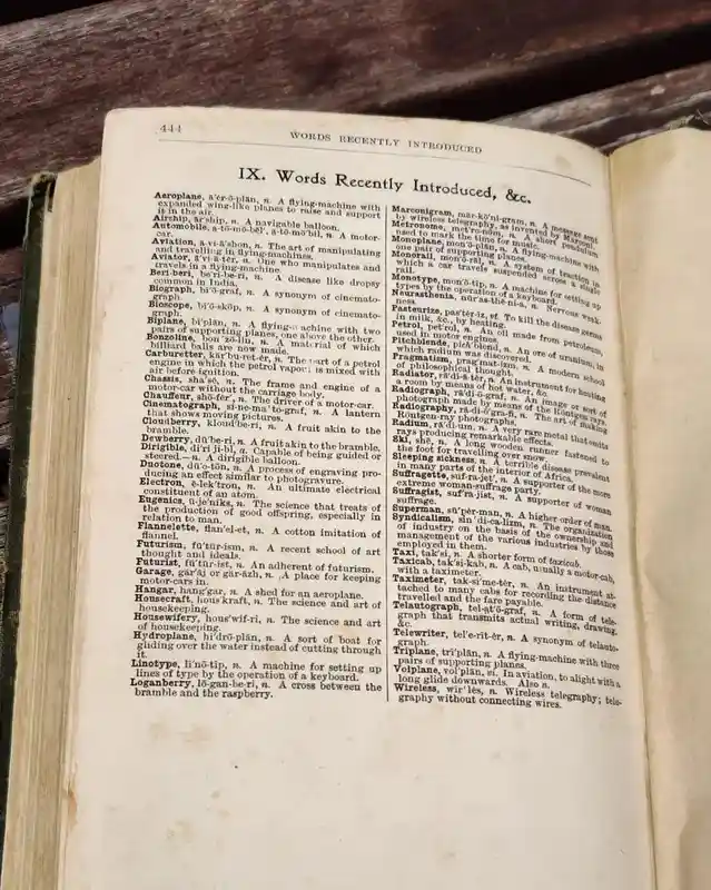 A page from a dictionary or reference book titled 'IX. Words Recently Introduced, &c.' lists definitions for words like…