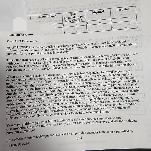 A Hilarious Letter Demanding Payment for a Nonexistent Balance of $0.00