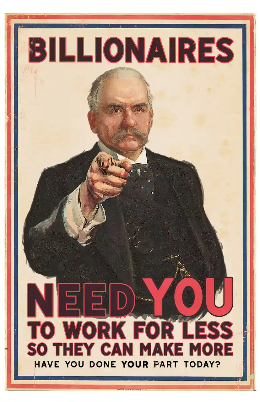 A vintage-style recruitment poster features a stern, mustachioed man in a dark suit pointing directly at the viewer. The…