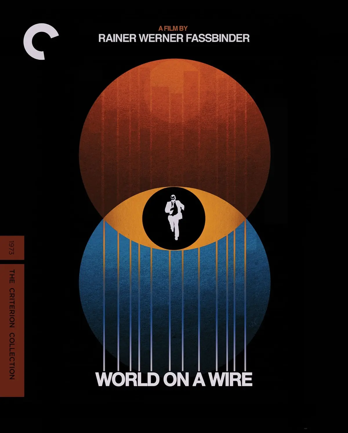 This is the Criterion Collection poster for the 1973 film 'World on a Wire' by Rainer Werner Fassbinder. The artwork…