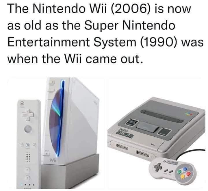 The image displays two video game consoles side by side: on the left, a white Nintendo Wii console with its matching white…