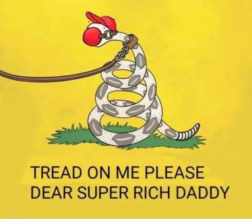 A cartoon snake with a red baseball cap and a leash attached to its head is coiled on a patch of grass against a yellow…