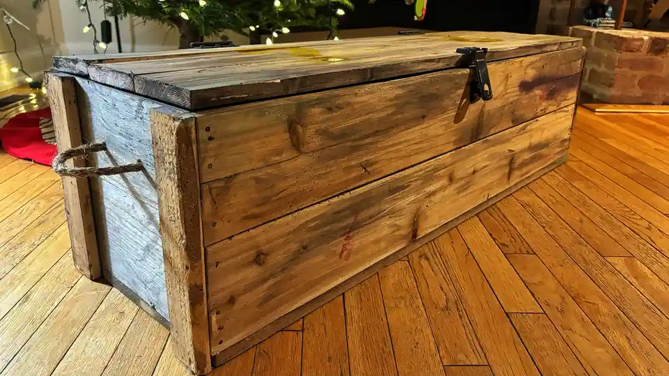 Handcrafted Zombie Gun Crate with Motion Sensor Lights Inside