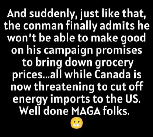 A black background with white text that reads: 'And suddenly, just like that, the conman finally admits he won't be able to…