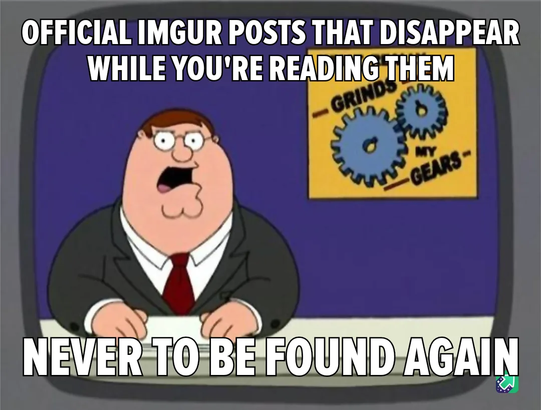 The image shows Peter Griffin from Family Guy, looking shocked while sitting at a desk. Behind him is a yellow poster with…