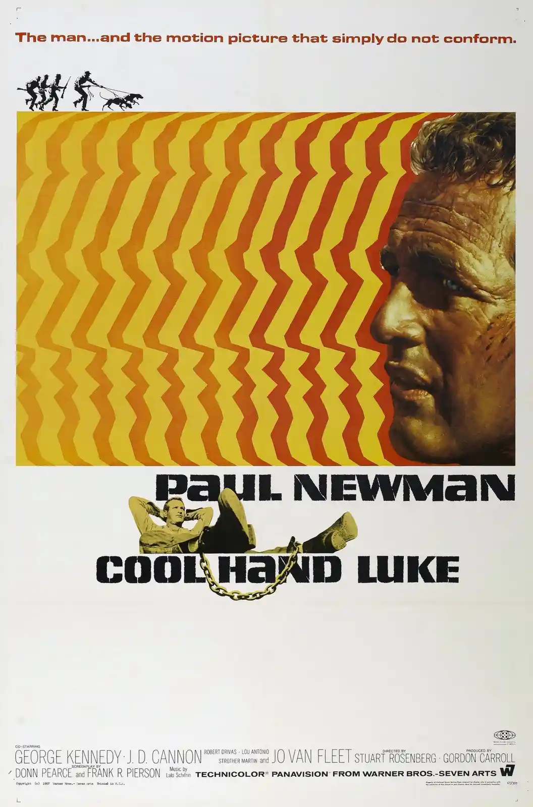This is the original movie poster for 'Cool Hand Luke,' featuring a large profile of Paul Newman against a background of…