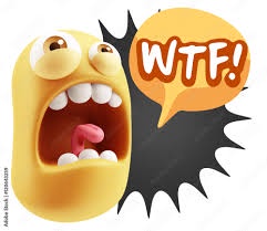 A cartoonish yellow character with wide, bulging eyes and an open mouth showing teeth and tongue, expressing shock or…